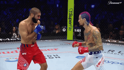 Two Men Fighting In Ring With Superfile Sign GIF