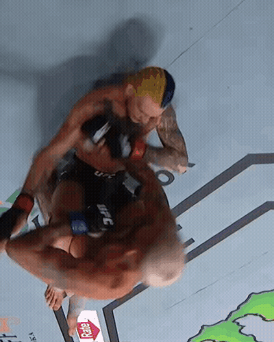 Two Men Fighting In Ring With UFC Sign GIF