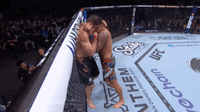 Two Men Fighting In State Chain UFC Boxing Ring GIF