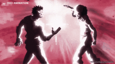Two Men Fighting In Toei Animation Poster GIF