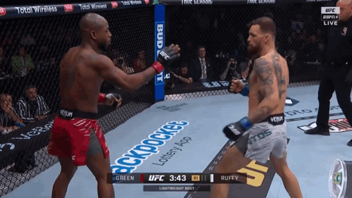 Two Men Fighting In UFC Ring GIF