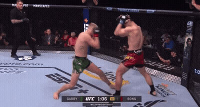 Two Men Fighting In UFC Ring Scoreboard Garry 1 To 1 GIF