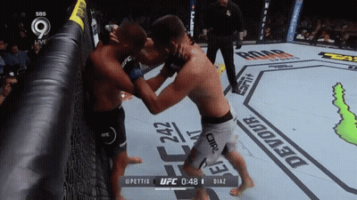 Two Men Fighting In UFC Ring With Devour GIF