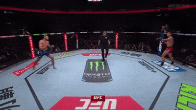 Two Men Fighting In UFC Ring With Monster Energy Can GIF