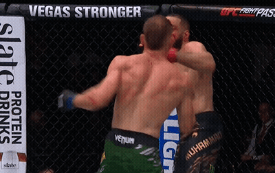 Two Men Fighting In Vegas Cage GIF