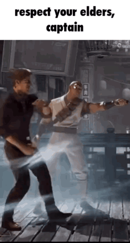 Two Men Fighting In Video Game Respect Your Elders Captain GIF