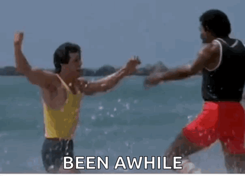 Two Men Fighting In Water Been Awhile GIF