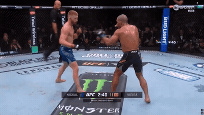 Two Men Fighting With Bud Light In Boxing Ring GIF