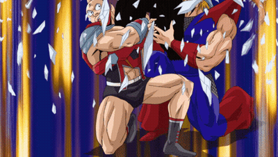 Two Men Fighting With Ice From Arms GIF