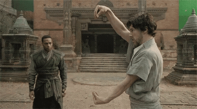 Two Men Hand Gesture Outside Building GIF