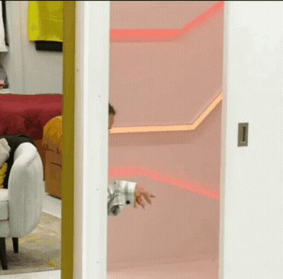 Two Men Having Conversation One With Head Tattoo GIF
