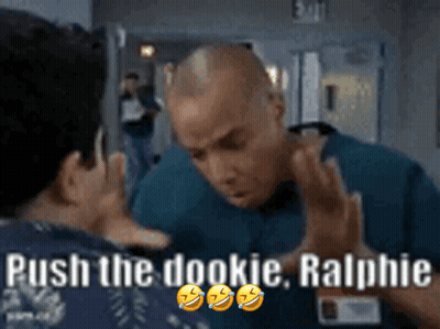 Two Men Having Conversation Push The Dookie Ralphie GIF