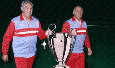 Two Men Holding Champions League Trophy GIF