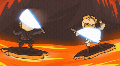 Two Men Holding Lightsabers GIF