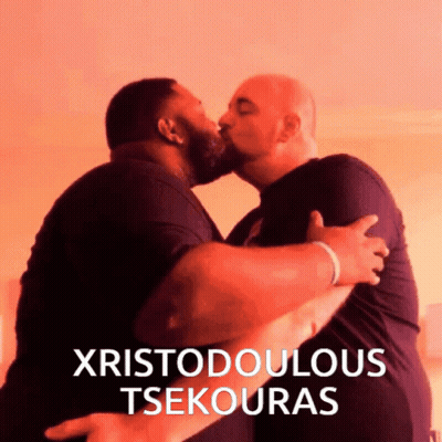 Two Men Hugging And Kissing Xristodoulous Tsekouras GIF