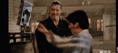 Two Men Hugging Badboy Sign GIF
