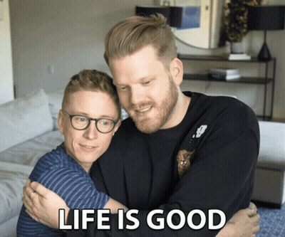 Two Men Hugging Life Is Good GIF