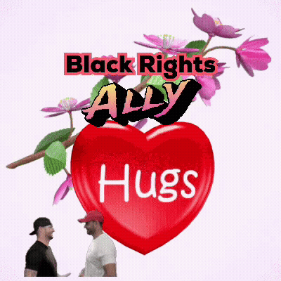 Two Men Hugging Red Heart With Black Rights Ally Hugs GIF