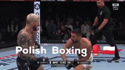 Two Men In A Boxing Ring With The Word Polish Boxing On The Bottom GIF