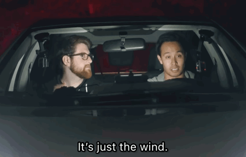 Two Men In A Car It's Just The Wind GIF