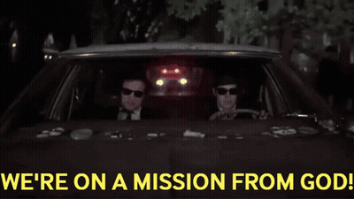 Two Men In A Car On A Mission From God GIF