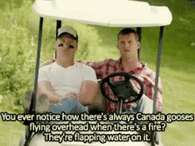 Two Men In A Golf Cart With A Caption That Says You Ever Notice GIF