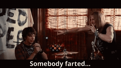Two Men In A Room With The Words Somebody Farted Behind Them GIF