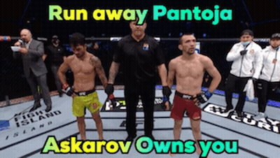 Two Men In Boxing Ring Run Away Pantoja Askarov Owns You GIF