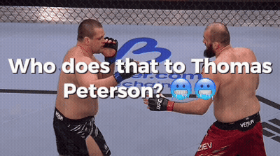 Two Men In Boxing Ring Saying Who Does That To Thomas Peterson GIF