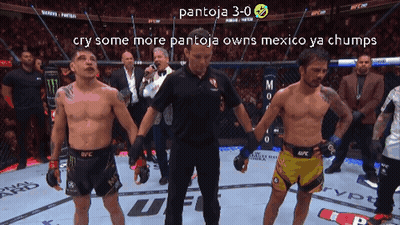 Two Men In Boxing Ring With Caption Pantoja 3-0 GIF