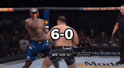 Two Men In Boxing Ring With Score 6-0 GIF