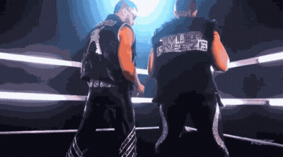 Two Men In Boxing Ring With Smack Down Vest GIF