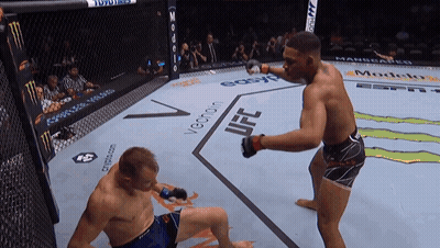 Two Men In Boxing Ring With UFC On Ground GIF