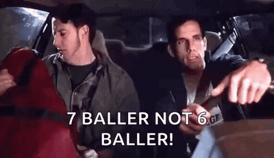 Two Men In Car Saying 7 Baller Not 6 Baller GIF