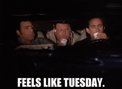 Two Men In Car Saying I Feel Tuesday And Wednesday GIF