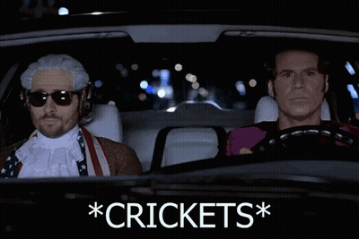 Two Men In Car With Crickets GIF