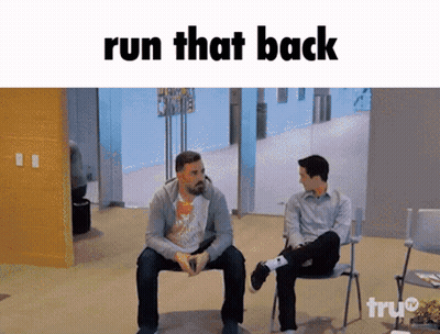 Two Men In Chairs Saying Run That Back GIF