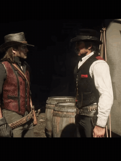 Two Men In Cowboy Hats Talking GIF
