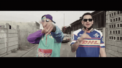 Two Men In DHL Shirts On Street GIF