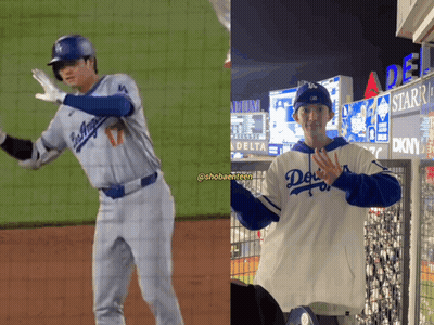 Two Men In Dodgers Jerseys GIF