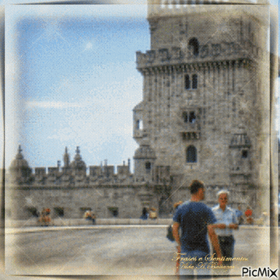 Two Men In Front Of Castle Frases E Sentimentos GIF
