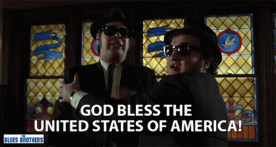 Two Men In Front Of Stained Glass Window God Bless The United States Of America GIF