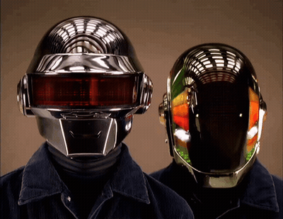 Two Men In Futuristic Helmets GIF