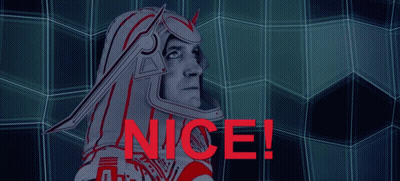 Two Men In Futuristic Helmets In Front Of Screen With Chinese Characters GIF