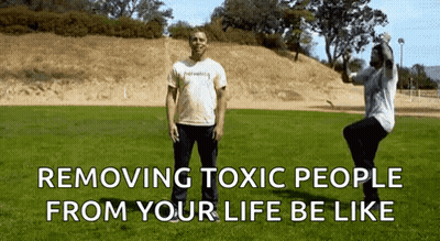 Two Men In Grassy Field Removing Toxic People From Your Life Be Like GIF