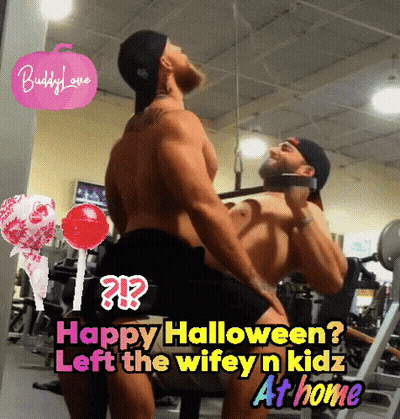 Two Men In Gym Happy Halloween Left Wifey N Kidz At Home GIF