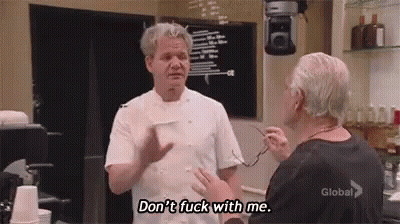 Two Men In Kitchen Saying Don't Fuck With Me GIF