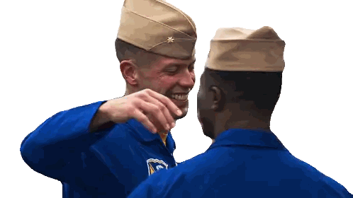 Two Men In Military Uniforms Hugging Sticker