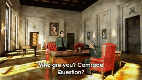Two Men In Military Uniforms Talking Who Are You Comrade Question GIF