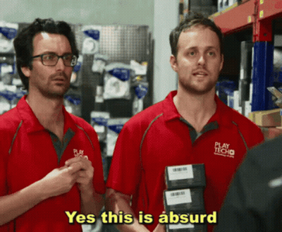 Two Men In Red Play Techno Shirts GIF